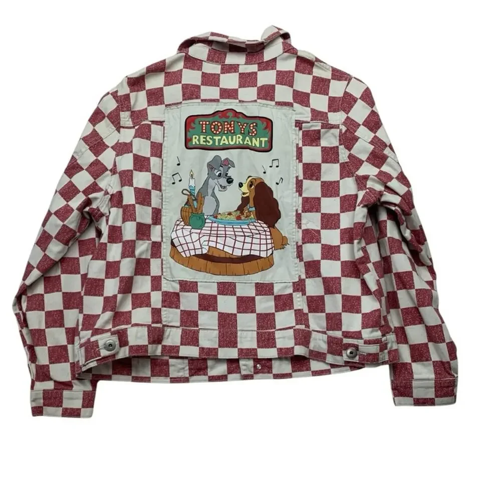 Disney x box lunch 1 1x Lady and the Tramp denim jacket Red Cream Plaid Tony's